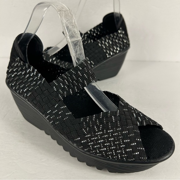 bernie mev comfy Stylish Black Wedge Sandals 39 - Picture 4 of 8